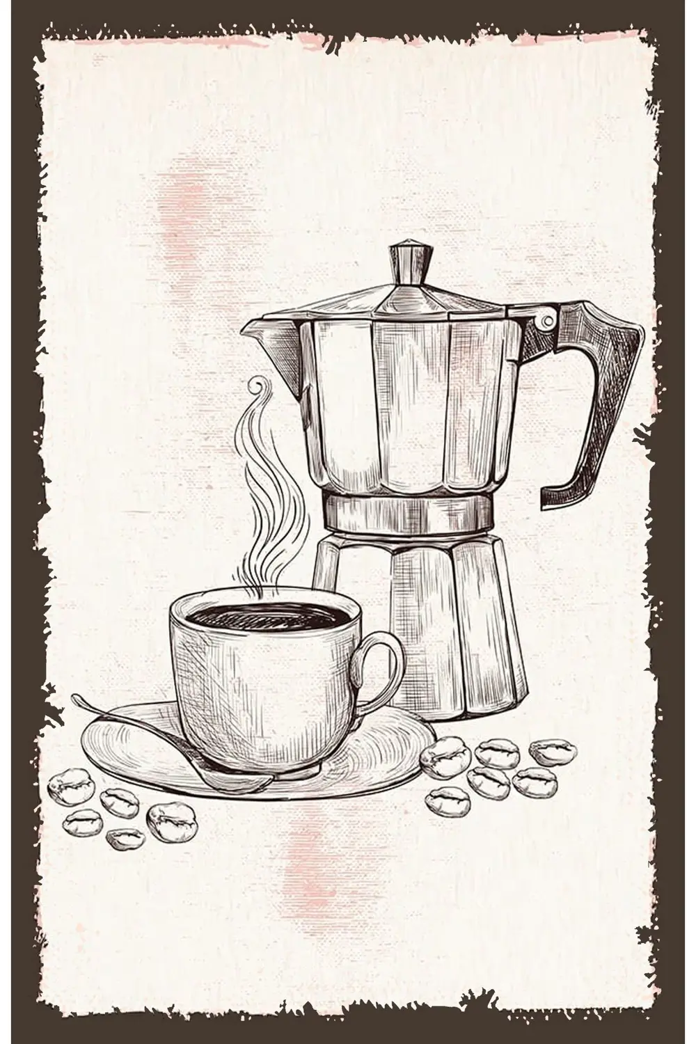 Çay ve Kahve Tasarımlı Ahşap Poster