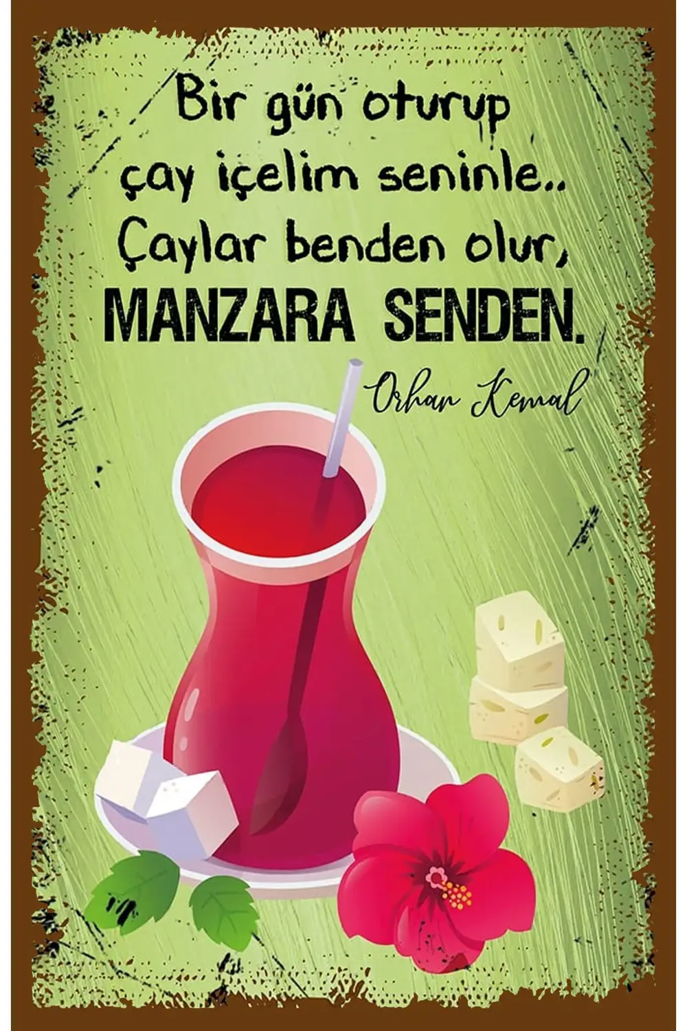 Çay ve Kahve Tasarımlı Ahşap Poster
