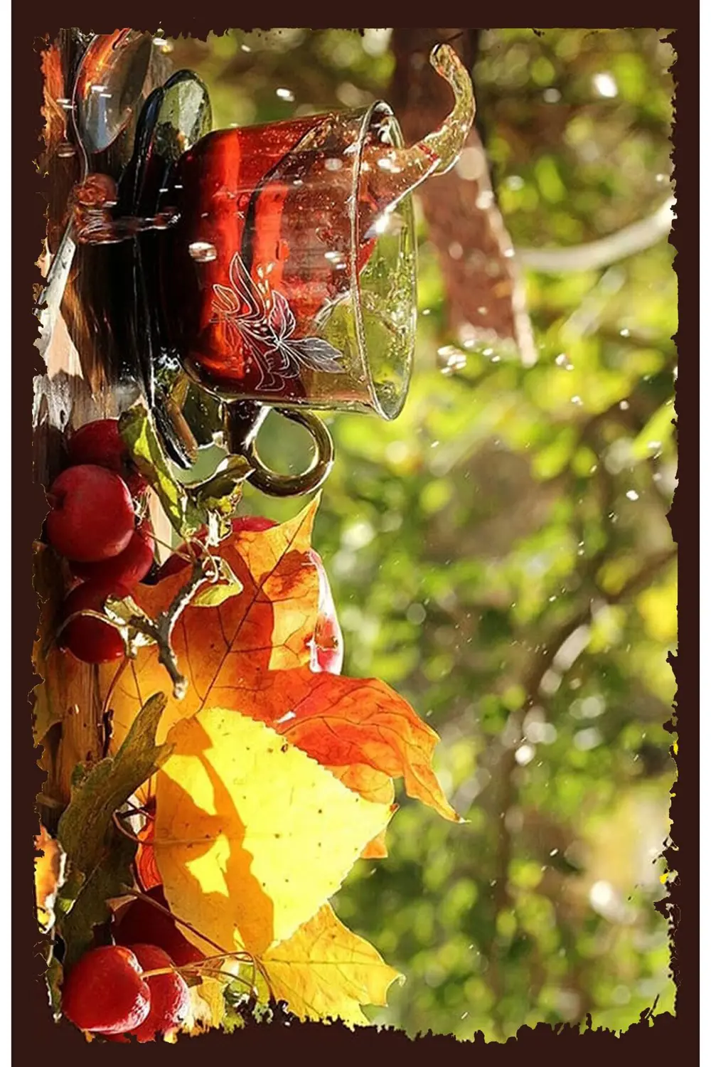 Çay ve Kahve Tasarımlı Ahşap Poster