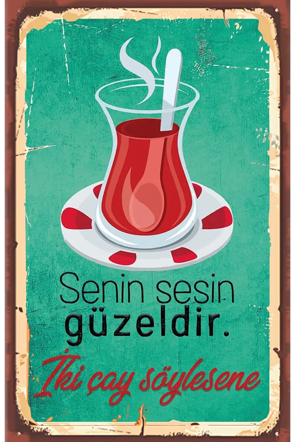 Çay Ve Kahve Temalı Retro Ahşap Poster Çay Ve Kahve Temalı Retro Ahşap Poster