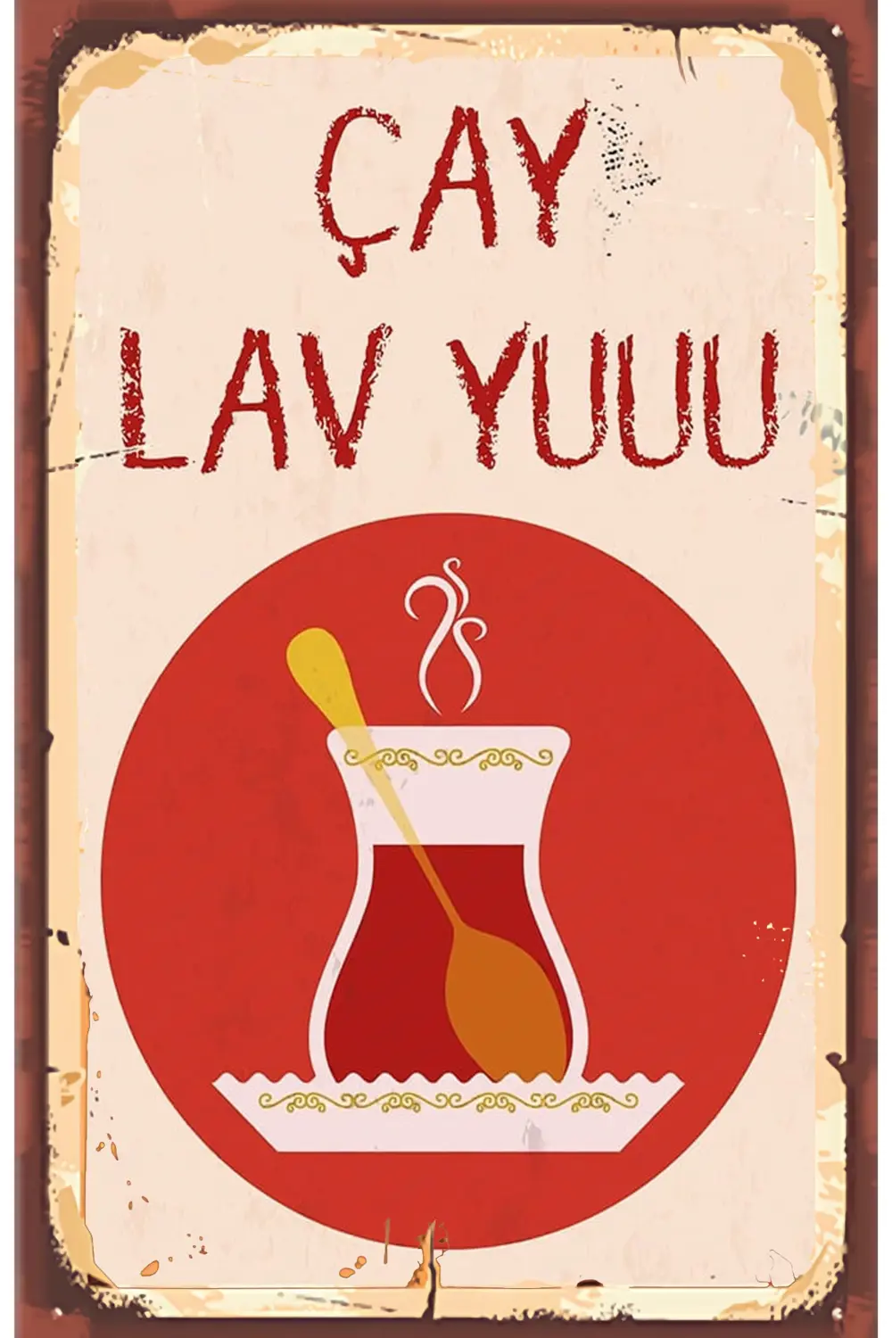 Çay Ve Kahve Temalı Retro Ahşap Poster