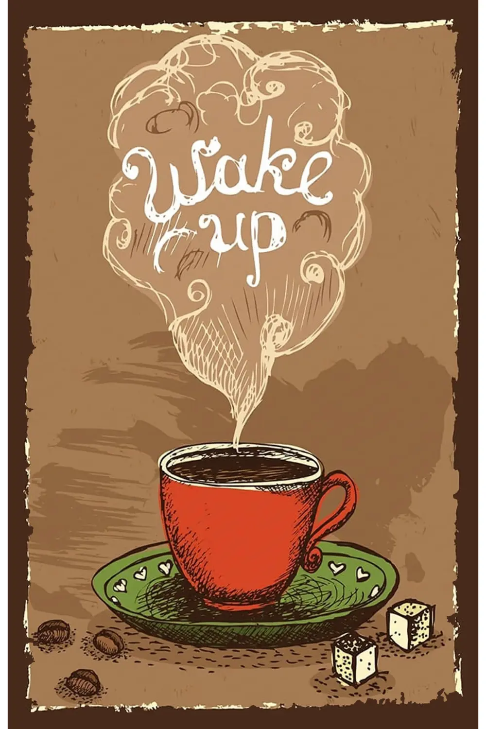 Çay Ve Kahve Temalı Retro Ahşap Poster