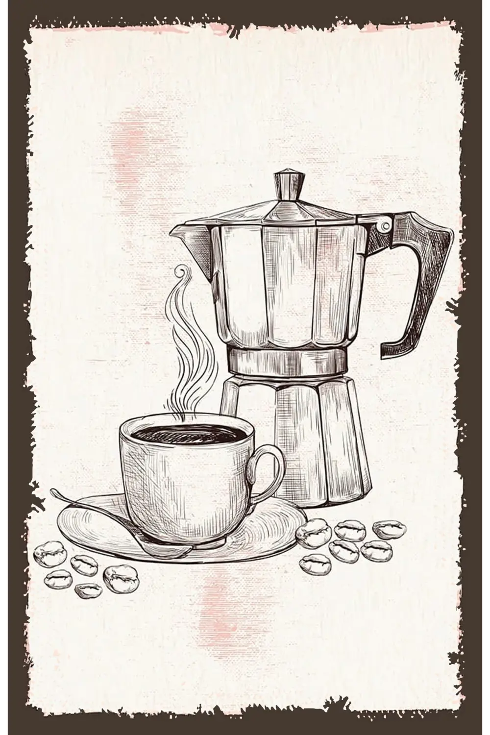 Çay Ve Kahve Temalı Retro Ahşap Poster