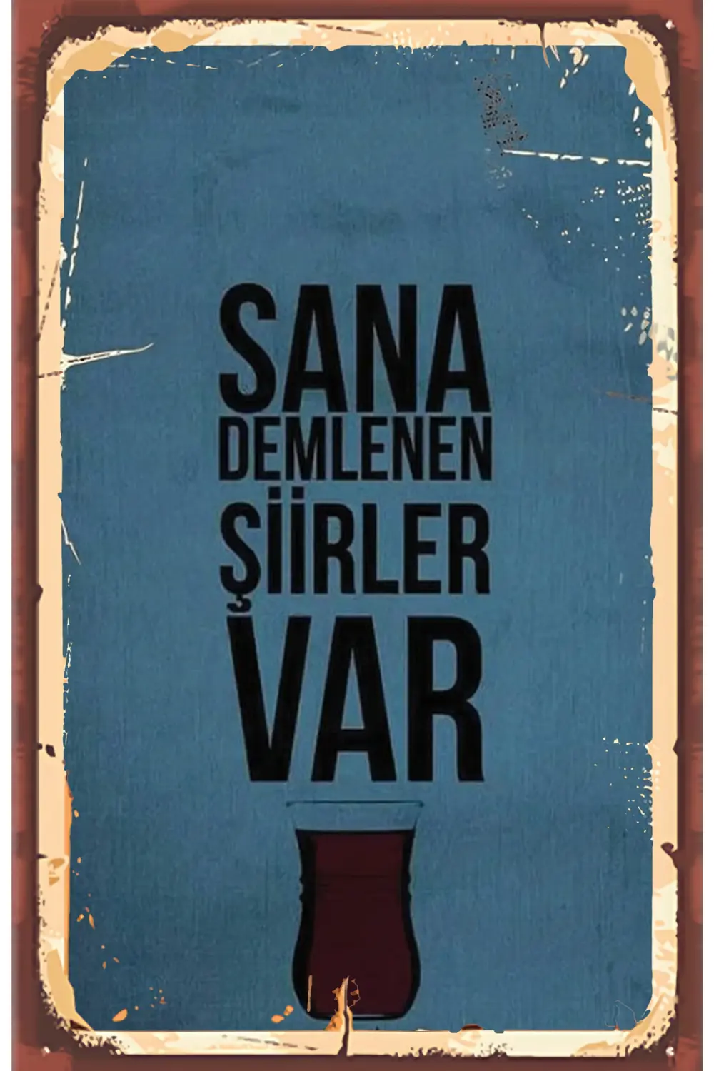 Çay Ve Kahve Temalı Retro Ahşap Poster Çay Ve Kahve Temalı Retro Ahşap Poster