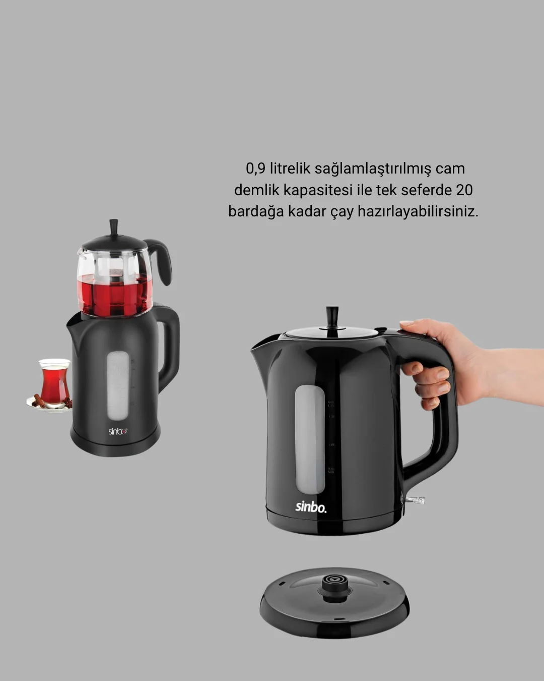 Çaycı Cam Demlikli 1800W Güçlü ve Sıcak Tutmalı Elektrikli Çay Ma