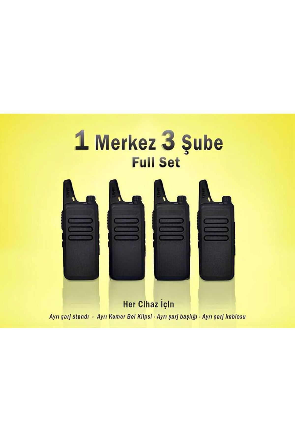 Çaycı Telsizi 1 Merkez 3 Şube Kulaklık Hediyeli Full Set