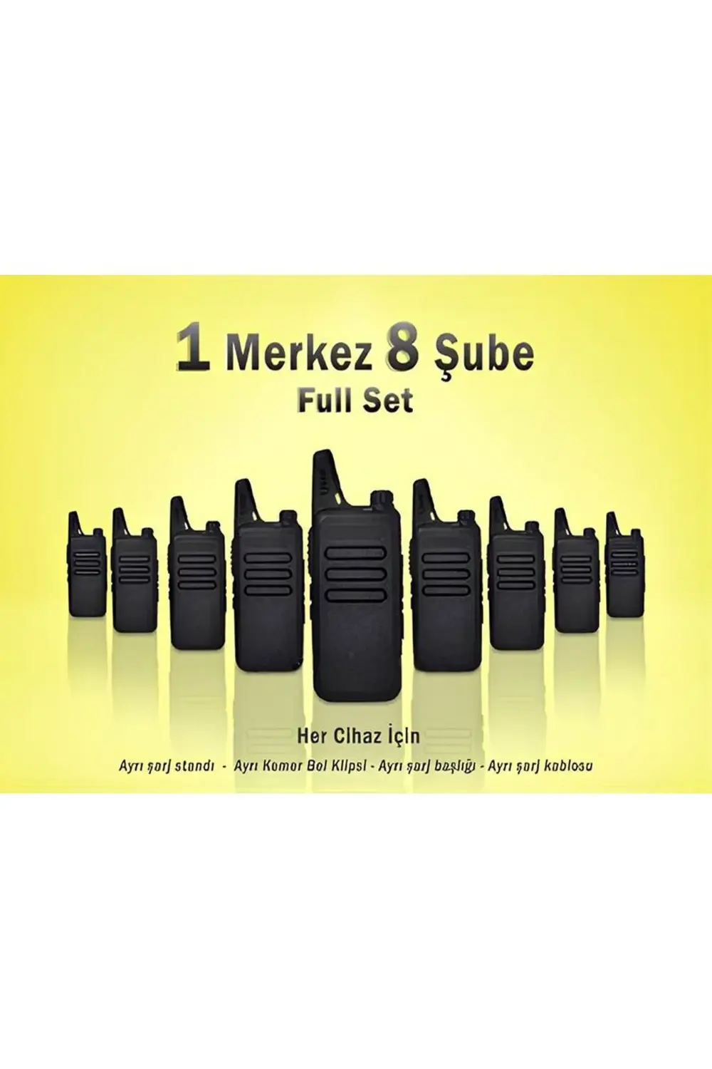 Çaycı Telsizi 1 Merkez 8 Şube +Kulaklık Full Set
