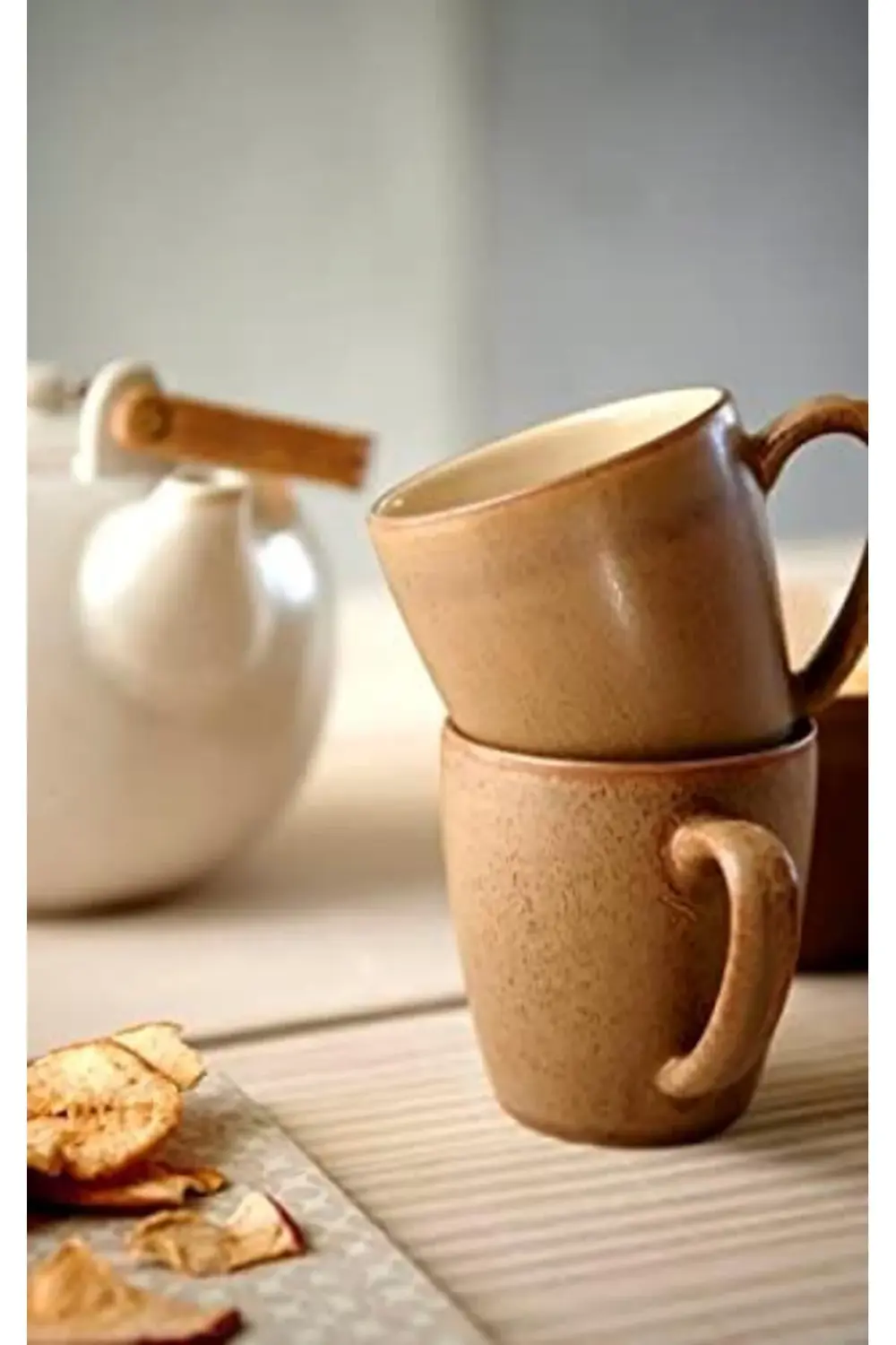 Çaydanlık, çömlek/seramik çay, 1,2 litre, yükseklik 20 cm, krem 3