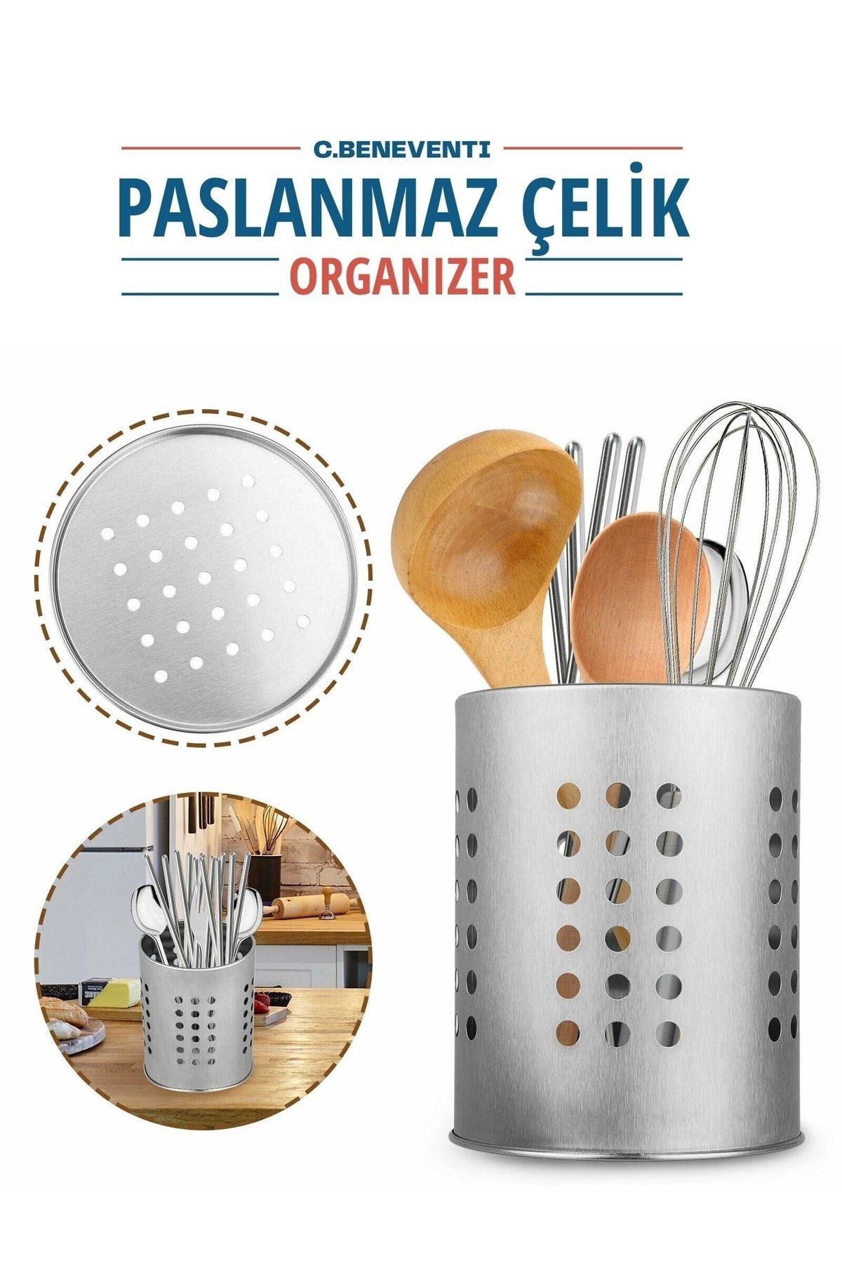 Homecare C.Beneventi Paslanmaz Çelik Mutfak Gereçleri Organizer 716543