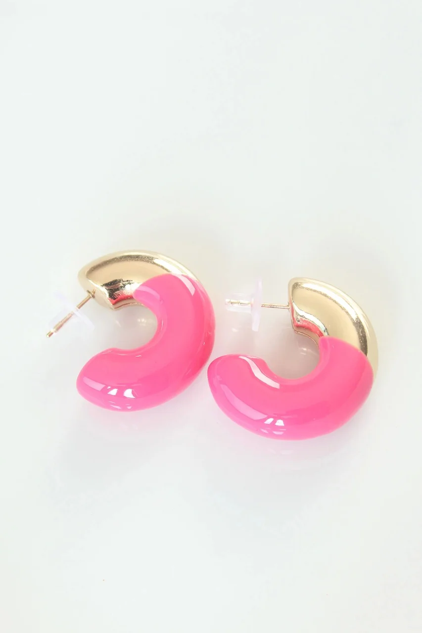 Ccb Pembe Gold Çift Renk Küpe Çok Renkli
