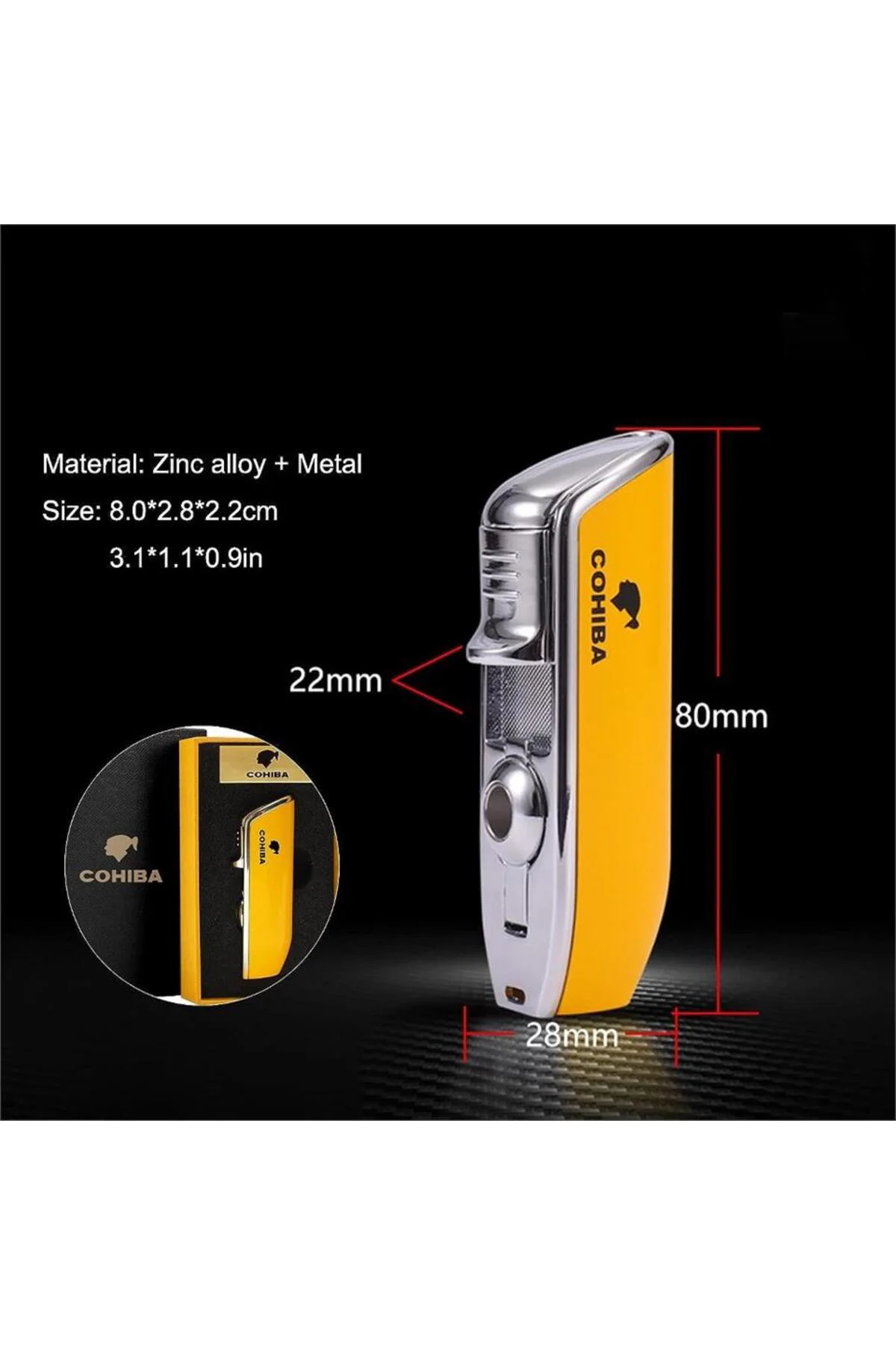 CCM0214 3 Jet Torch Puro Çakmağı Sarı