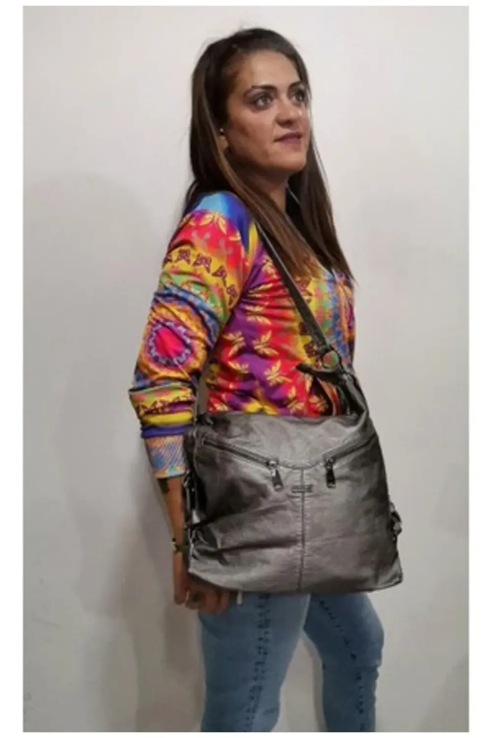 CCS 16500 Lüks Gösterişli Gri Renk Kol Çantası