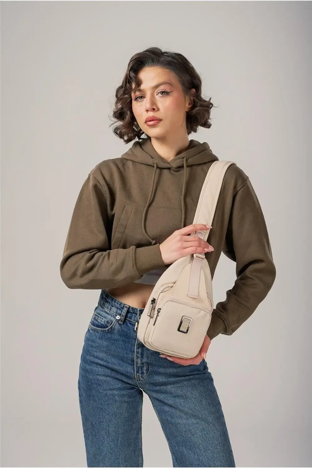 CCS 17994 Lüks Krem Renk Omuz Ve Kol Çantası