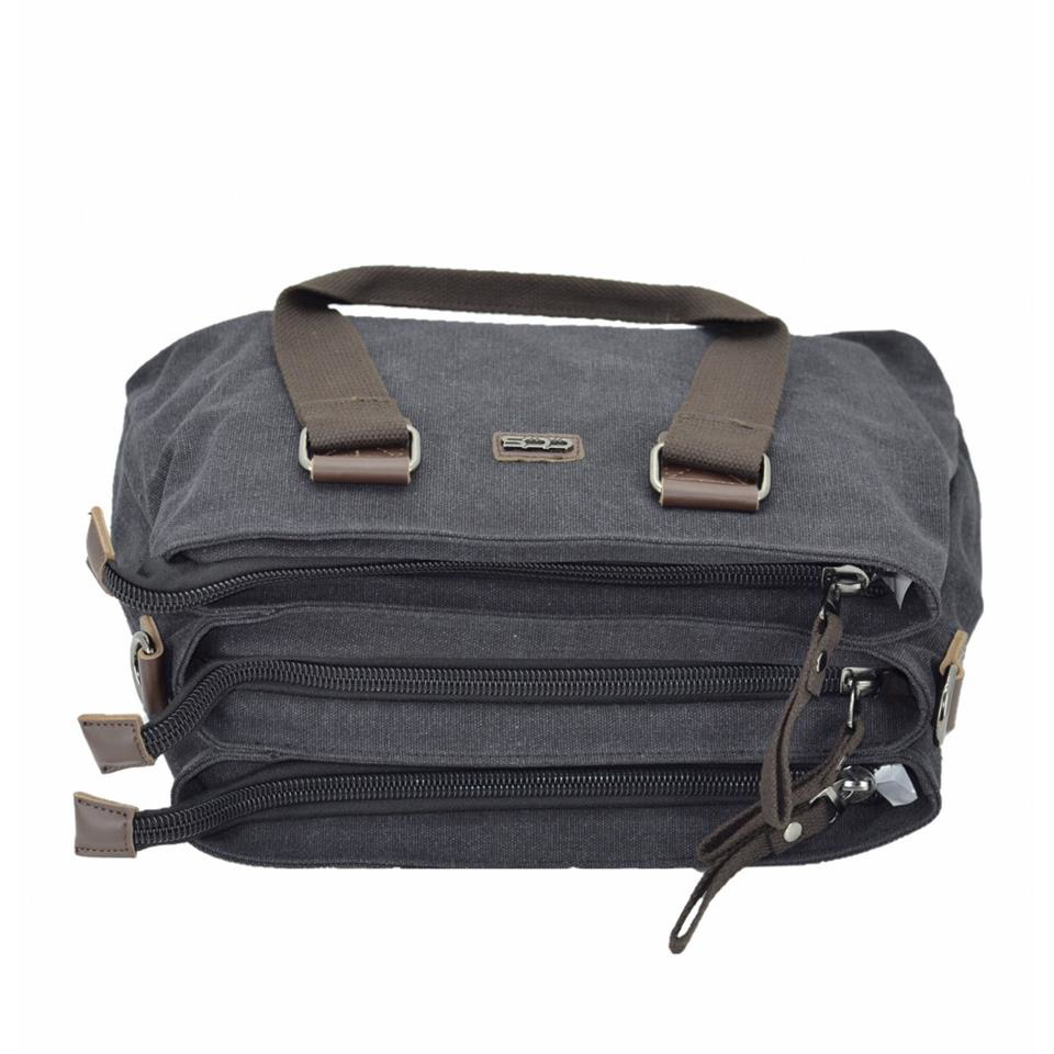 Ççs  31320 Üç Bölmeli Kanvas Kadın El Ve Omuz Çanta Siyah