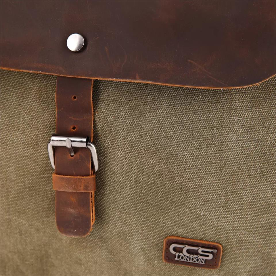 Ççs  31350 Kanvas Deri Postacı Askılı Omuz Çantası Yeşil