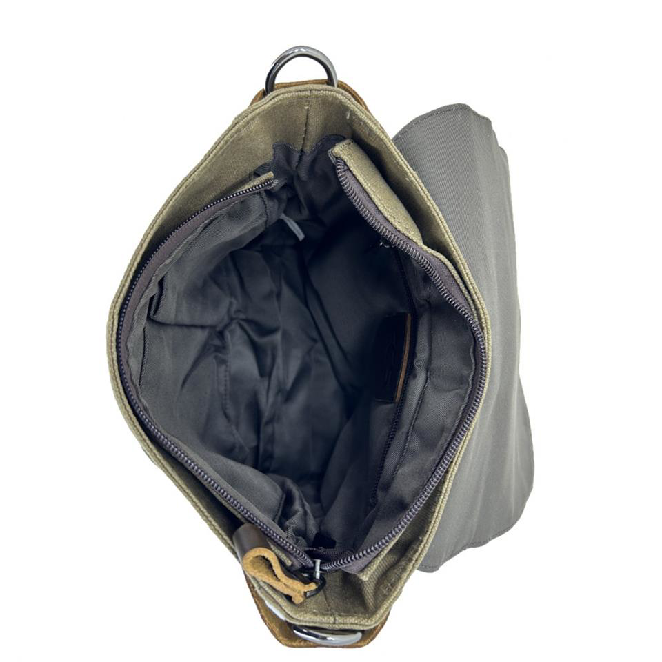 Ççs  31487 Mumlanmış Kanvas Retro Omuz Çantası Haki