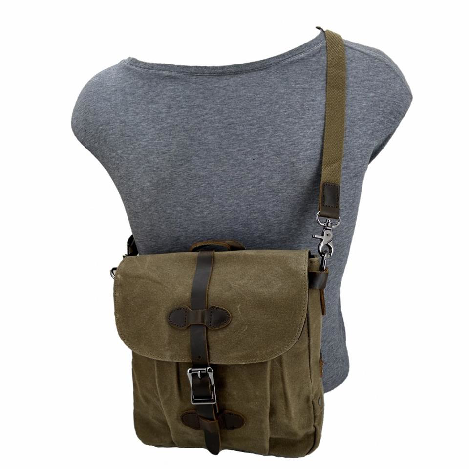 Ççs  31487 Mumlanmış Kanvas Retro Omuz Çantası Haki
