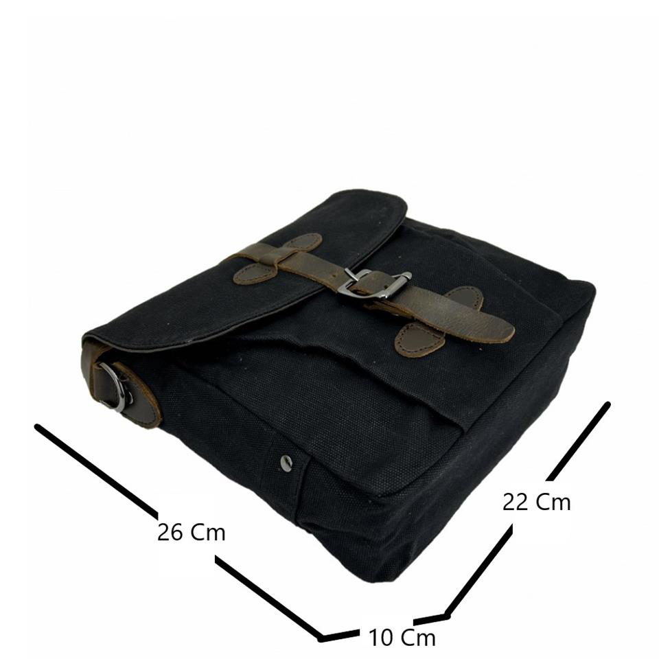 Ççs  31487 Mumlanmış Kanvas Retro Omuz Çantası Siyah