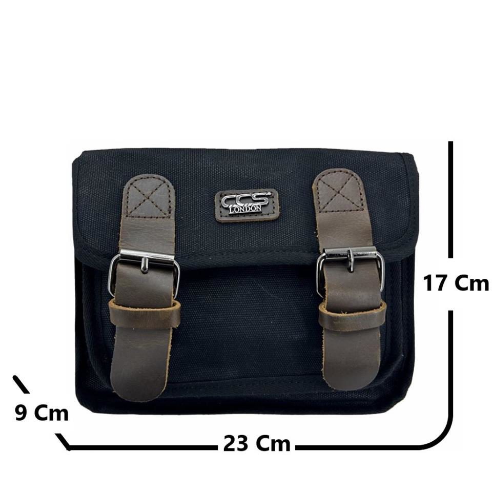 Ççs  31488 Mumlanmış Kanvas Postacı Askılı Omuz Çantası Siyah