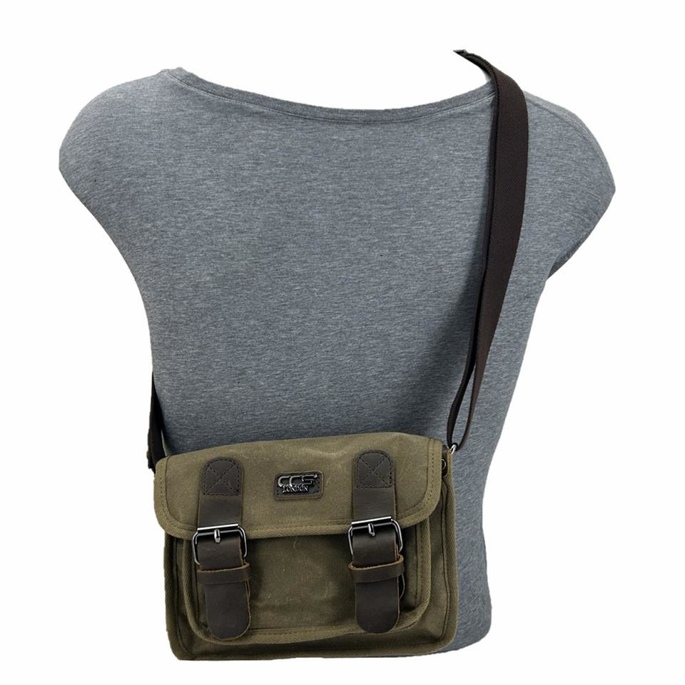 Ççs  31488 Mumlanmış Kanvas Postacı Askılı Omuz Çantası Kahve