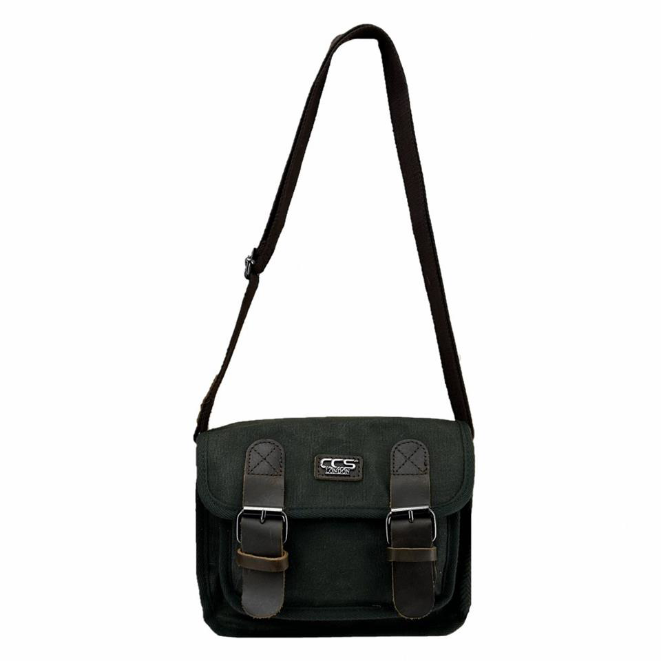 Ççs  31488 Mumlanmış Kanvas Postacı Askılı Omuz Çantası Yeşil