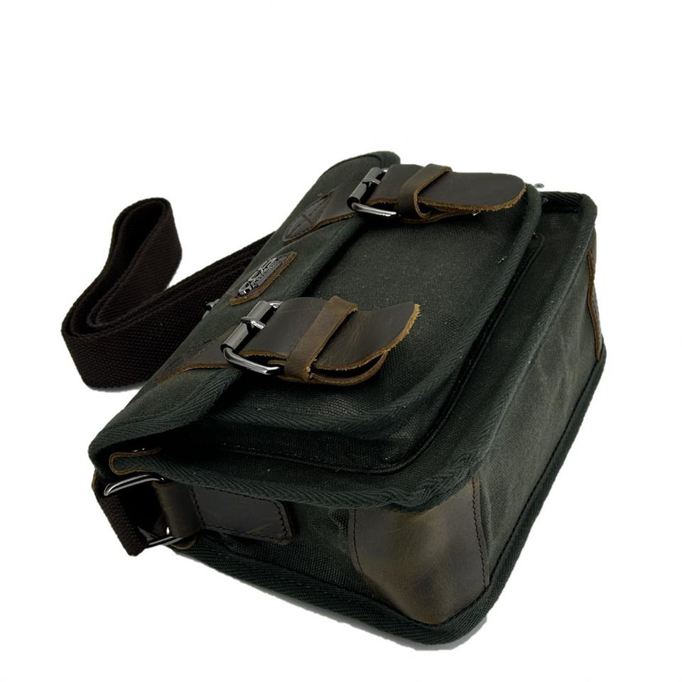 Ççs  31488 Mumlanmış Kanvas Postacı Askılı Omuz Çantası Yeşil