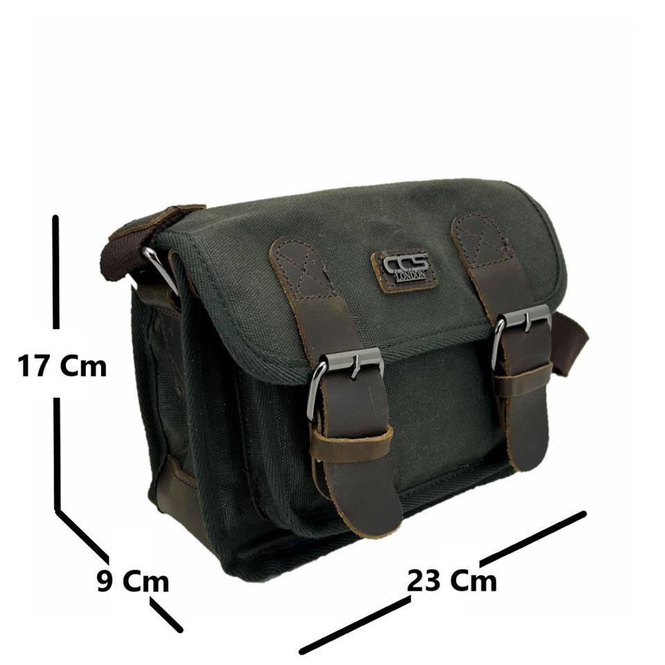 Ççs  31488 Mumlanmış Kanvas Postacı Askılı Omuz Çantası Yeşil