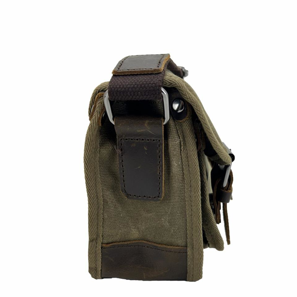 Ççs  31488 Mumlanmış Kanvas Postacı Askılı Omuz Çantası Kahve