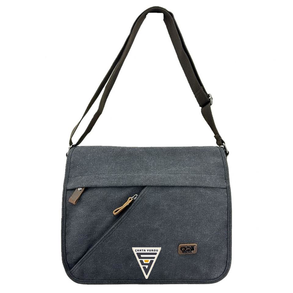 Çanta Yurdu Ççs London 31472 Kanvas Postaci Çanta Evrak Çantasi Siyah