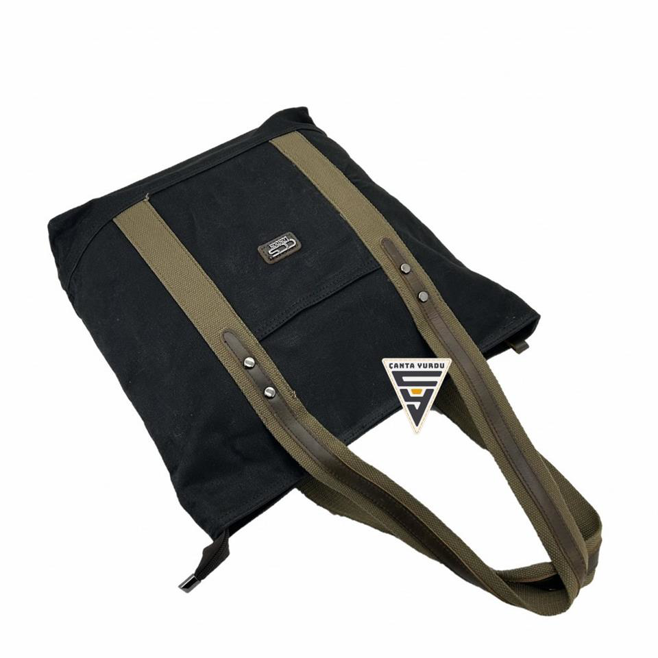 Çanta Yurdu Ççs London 31485 Xxl Mumlu Kanvas Kadin Omuz Çanta Siyah