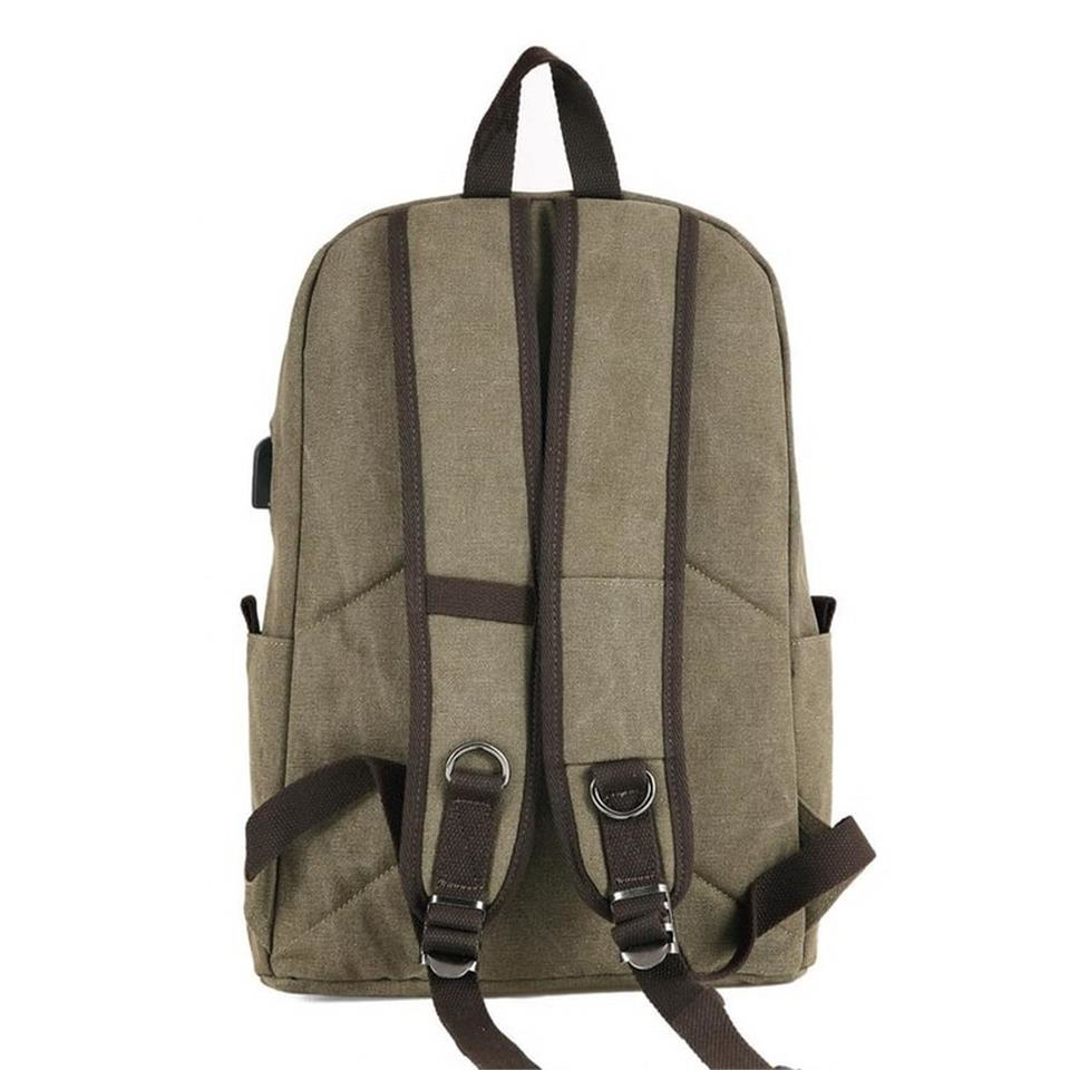 Ççs  London 51568 Kanvas Usb Usb Çıkışlı Sırt Çantası Haki