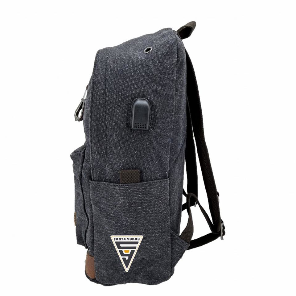 Ççs London 51568 Kanvas Usb Sırt Çantası Siyah
