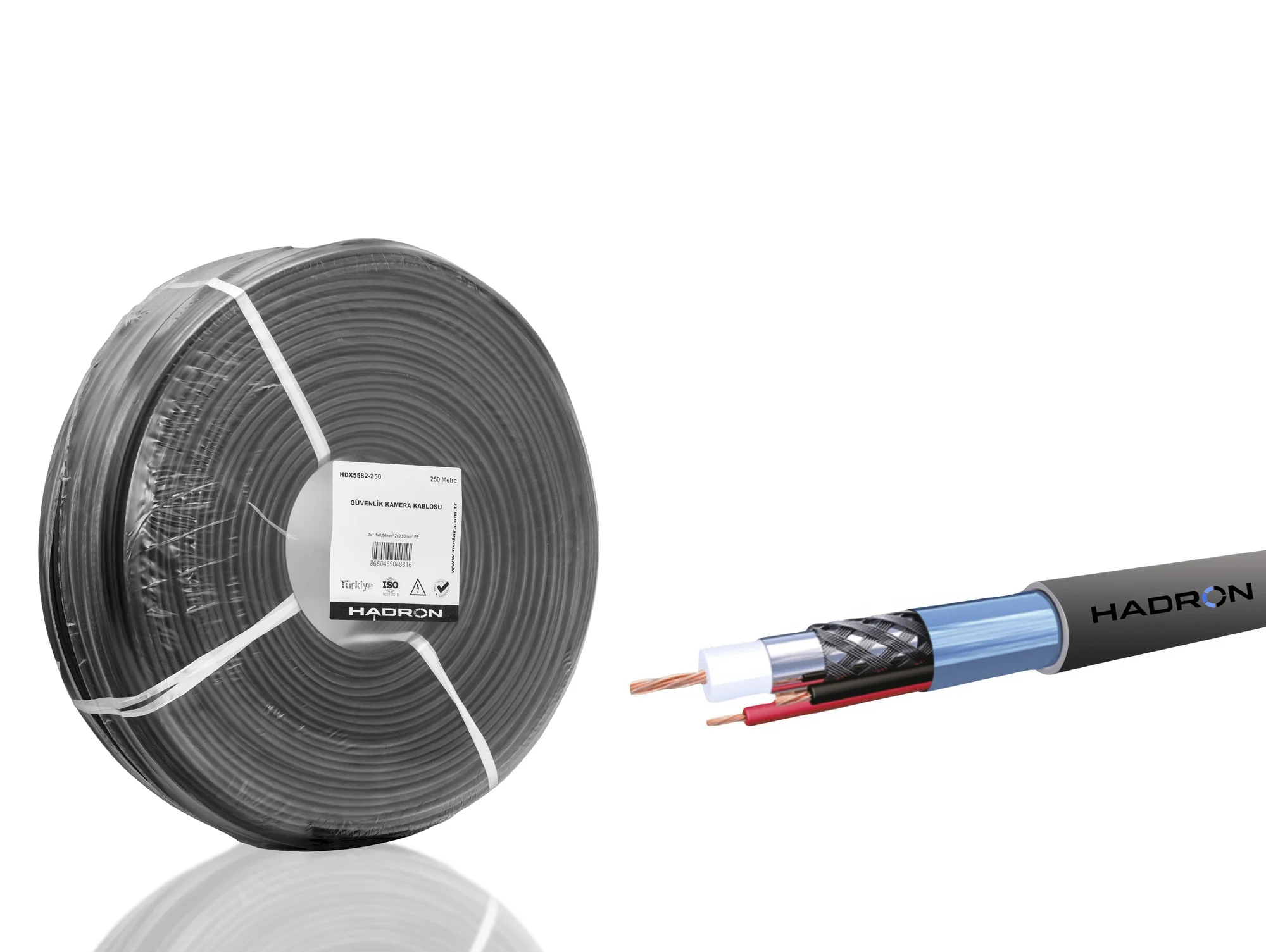 Cctv Kablo Mini Coax Eco Cca Pe 2X0.50 Mm Dış Mekan 250 M - Siyah