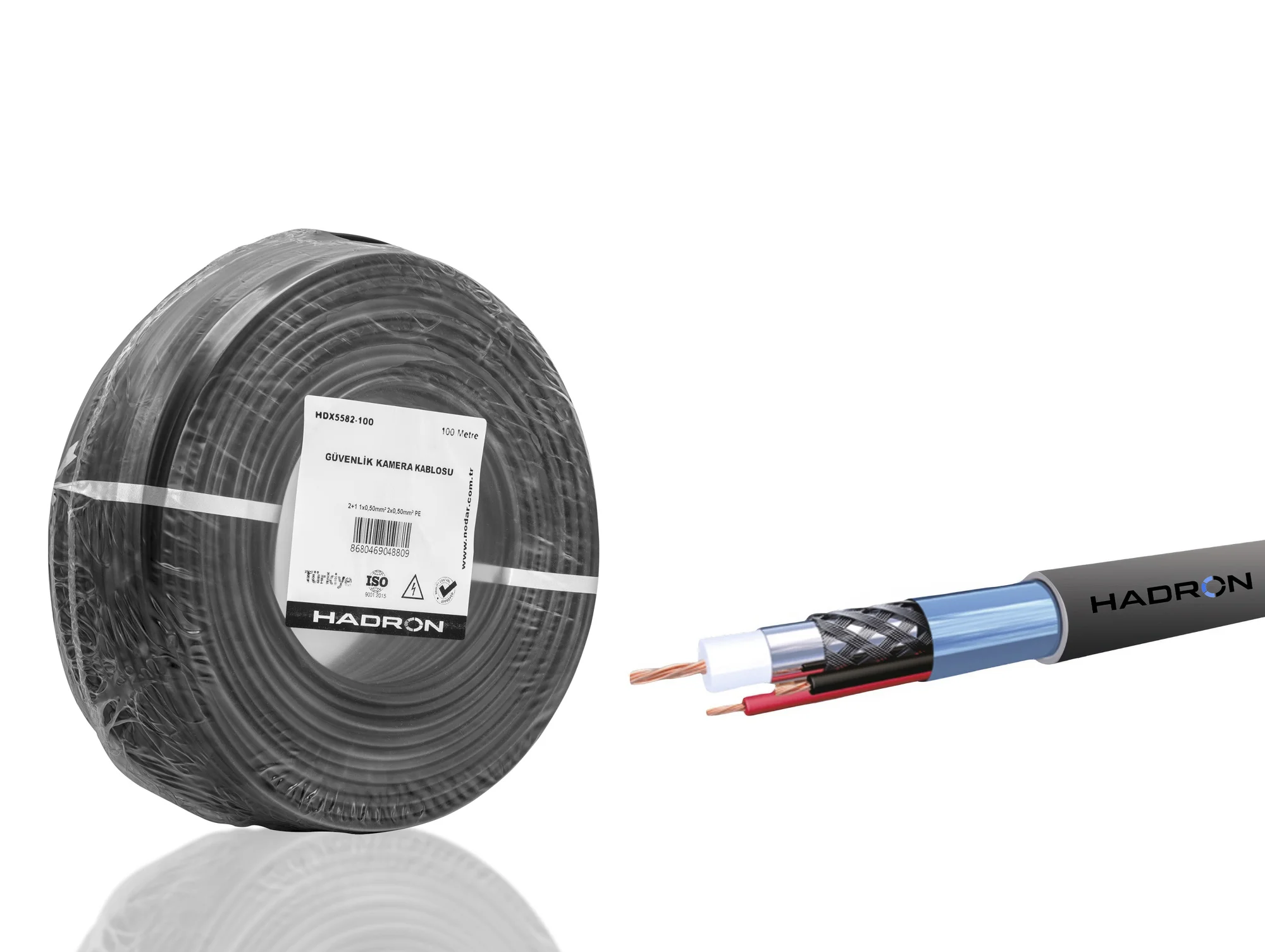 Cctv Kablo Mini Coax Eco Cca Pe 2X0.50 Mm Dış Mekan 100 M - Siyah
