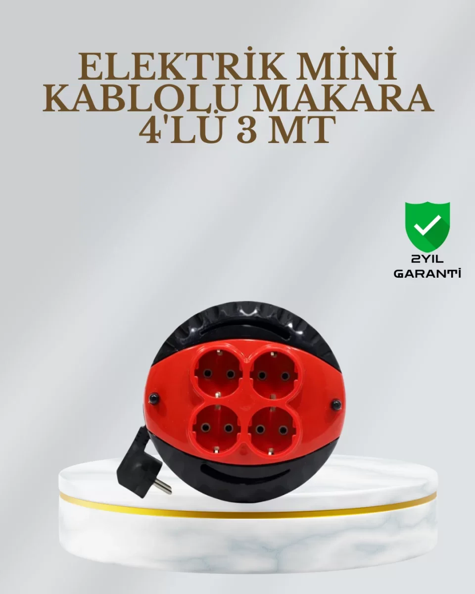 CE Belgeli 3 Metre 4’lü Kablolu Priz Makara - Lisinya