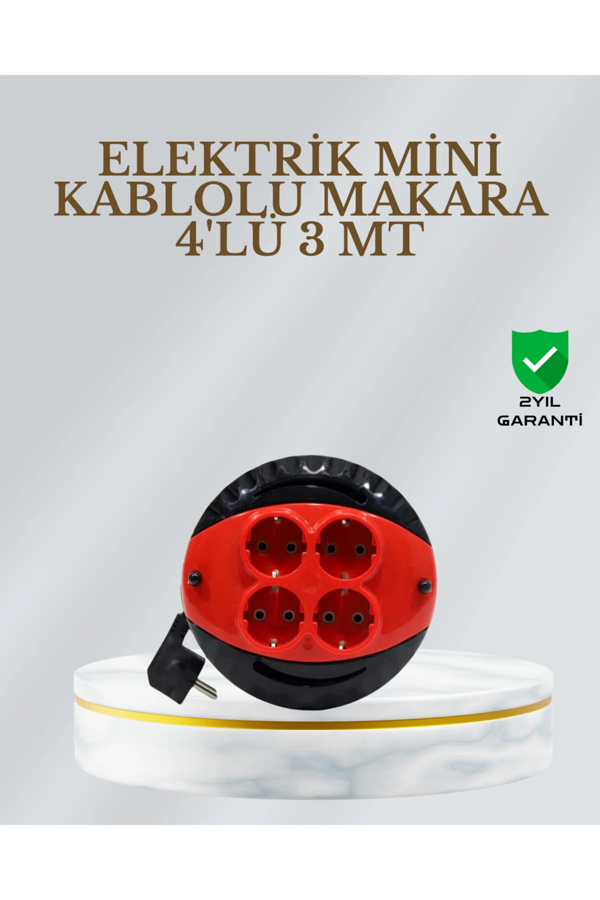CE Belgeli 3 Metre 4’lü Kablolu Priz Makara