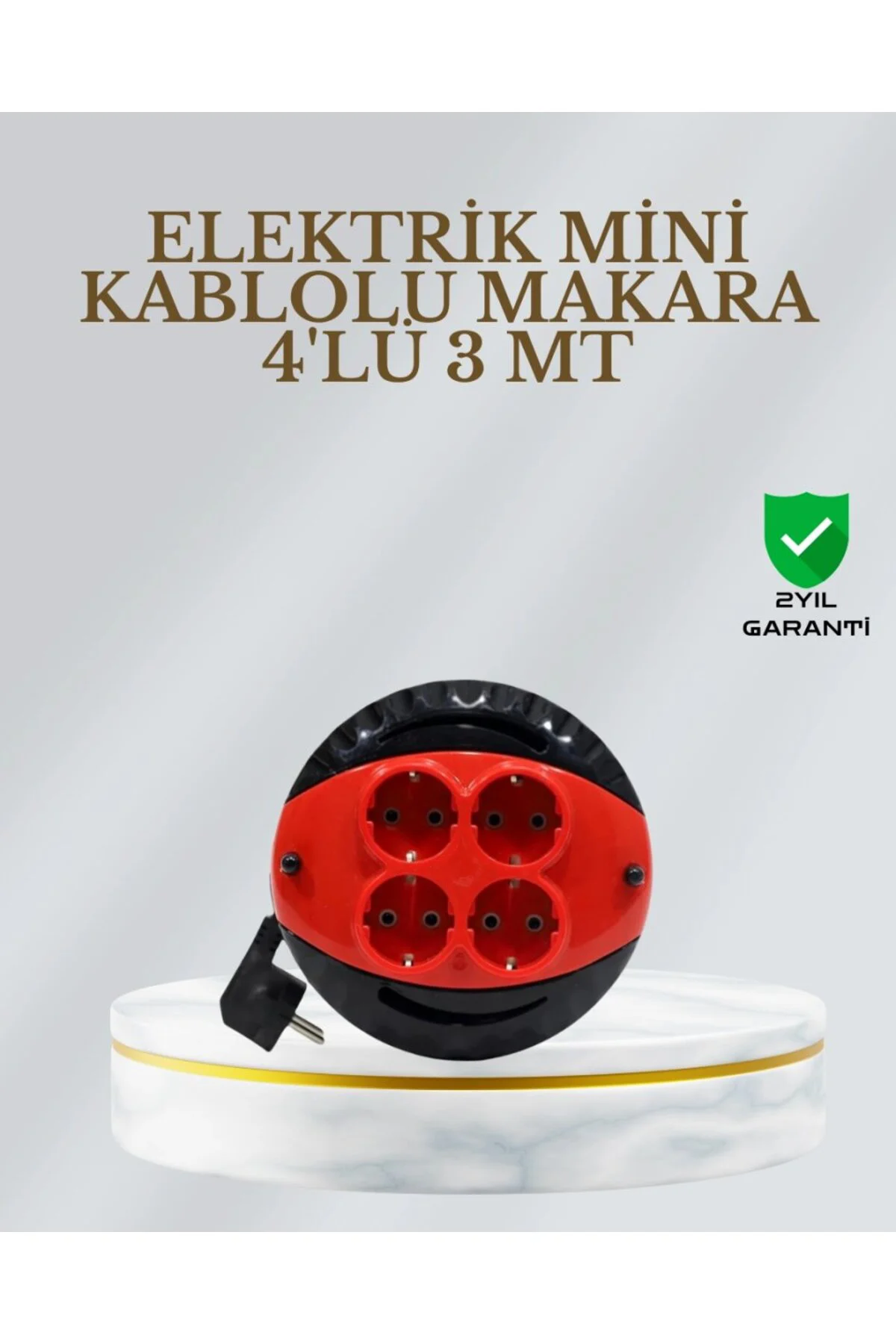 Ce Belgeli 3 Metre 4’lü Kablolu Priz Makara