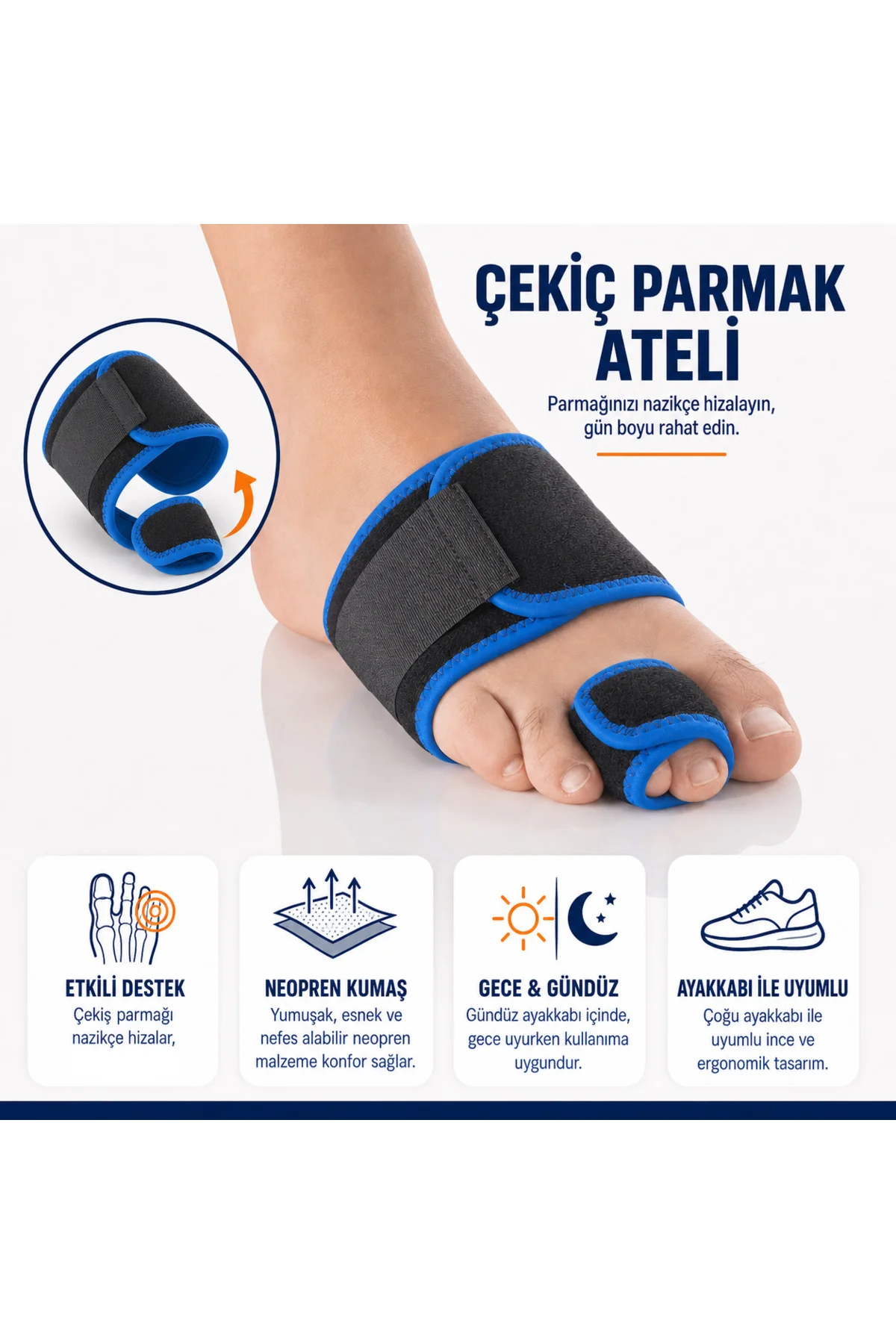Çekiç Parmak Ateli – Ayarlanabilir, Konforlu Günlük Parmak Desteği - Hammer Toe Fiyatı, Yorumları ve Özellikleri