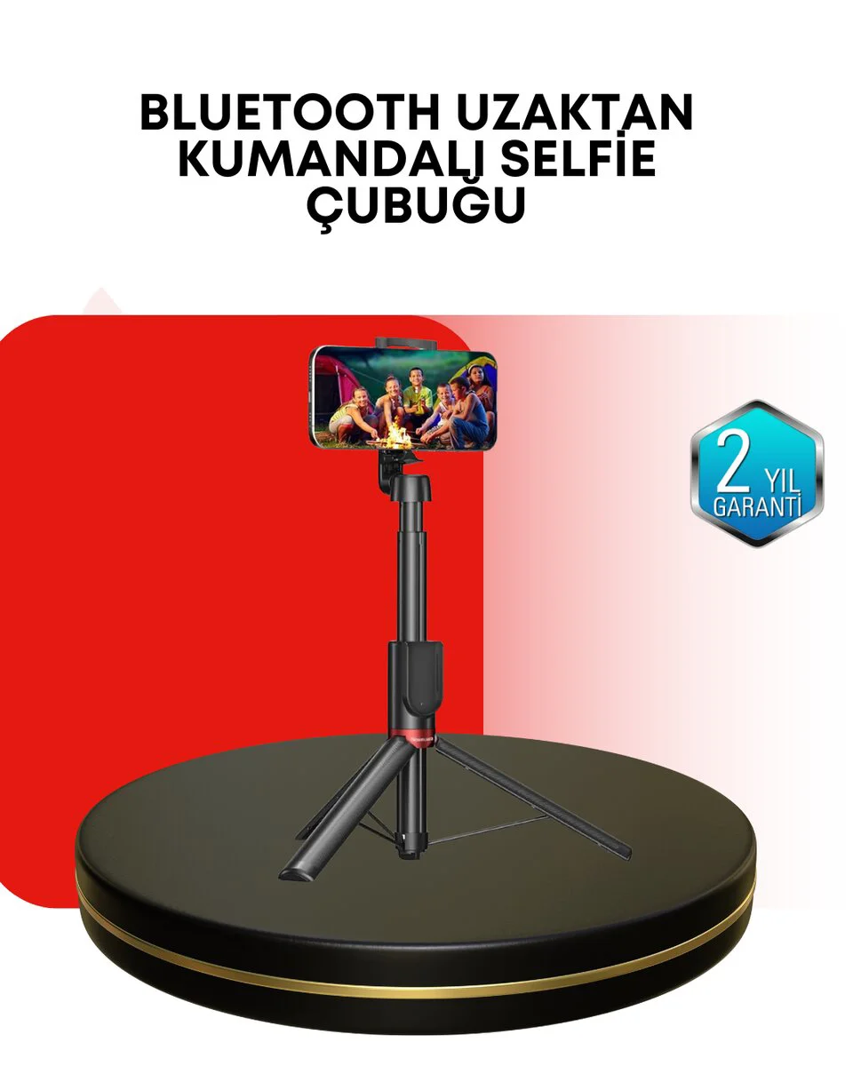 Çekim Destekli Uzatılabilir Selfie Stick Tripod - Yatay & Diğer Modlar