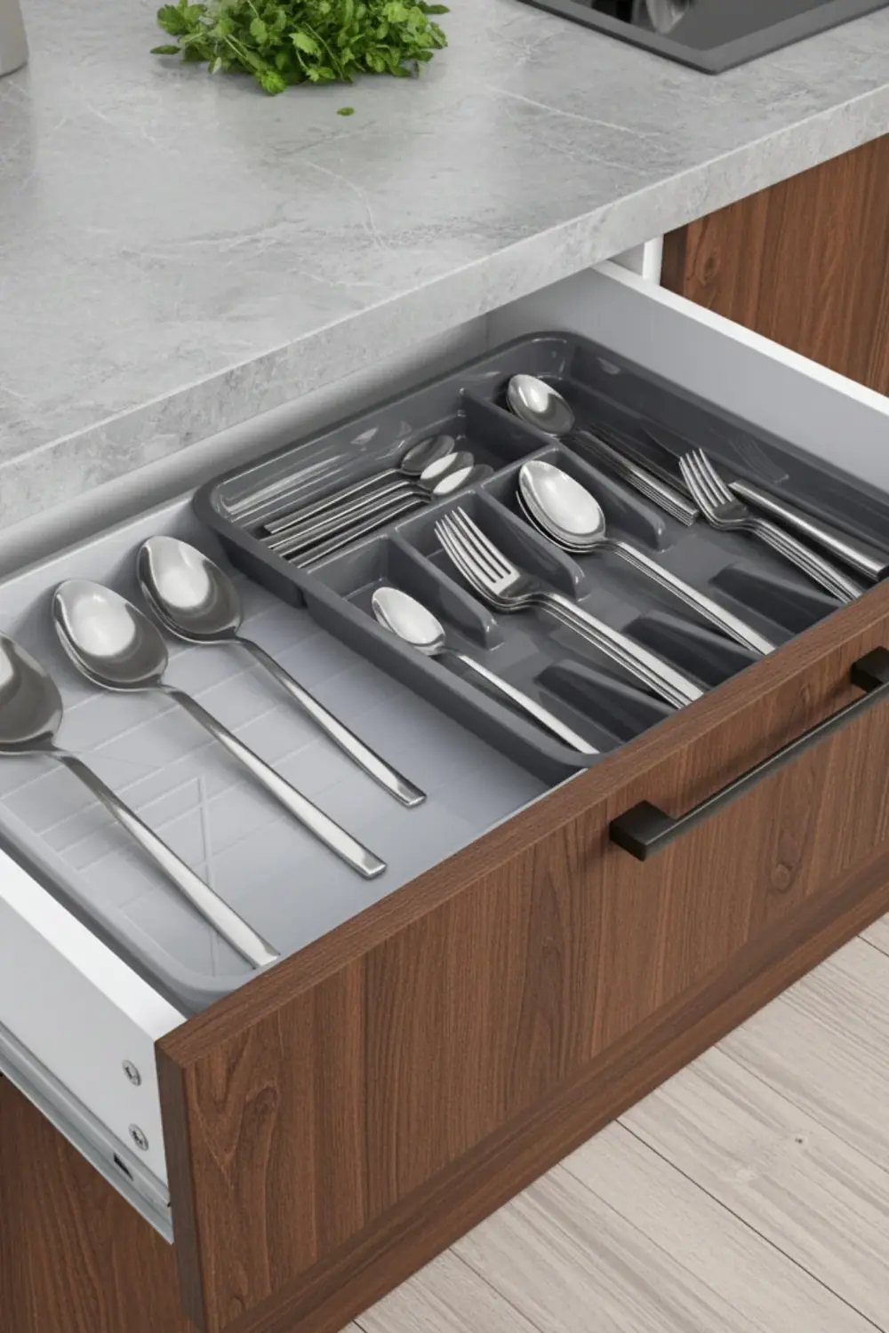 Çekmece İçi Boyutu Ayarlanabilen Çatal Kaşık Bıçak Düzenleyici, K