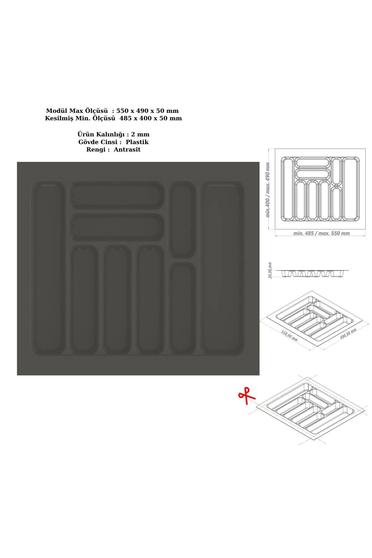 Çekmece İçi Kaşıklık, Düzenleyici, Organizatör 55 CM X 49 CM Çekmece İçi Kaşıklık, Düzenleyici, Organizatör 55 CM X 49 CM