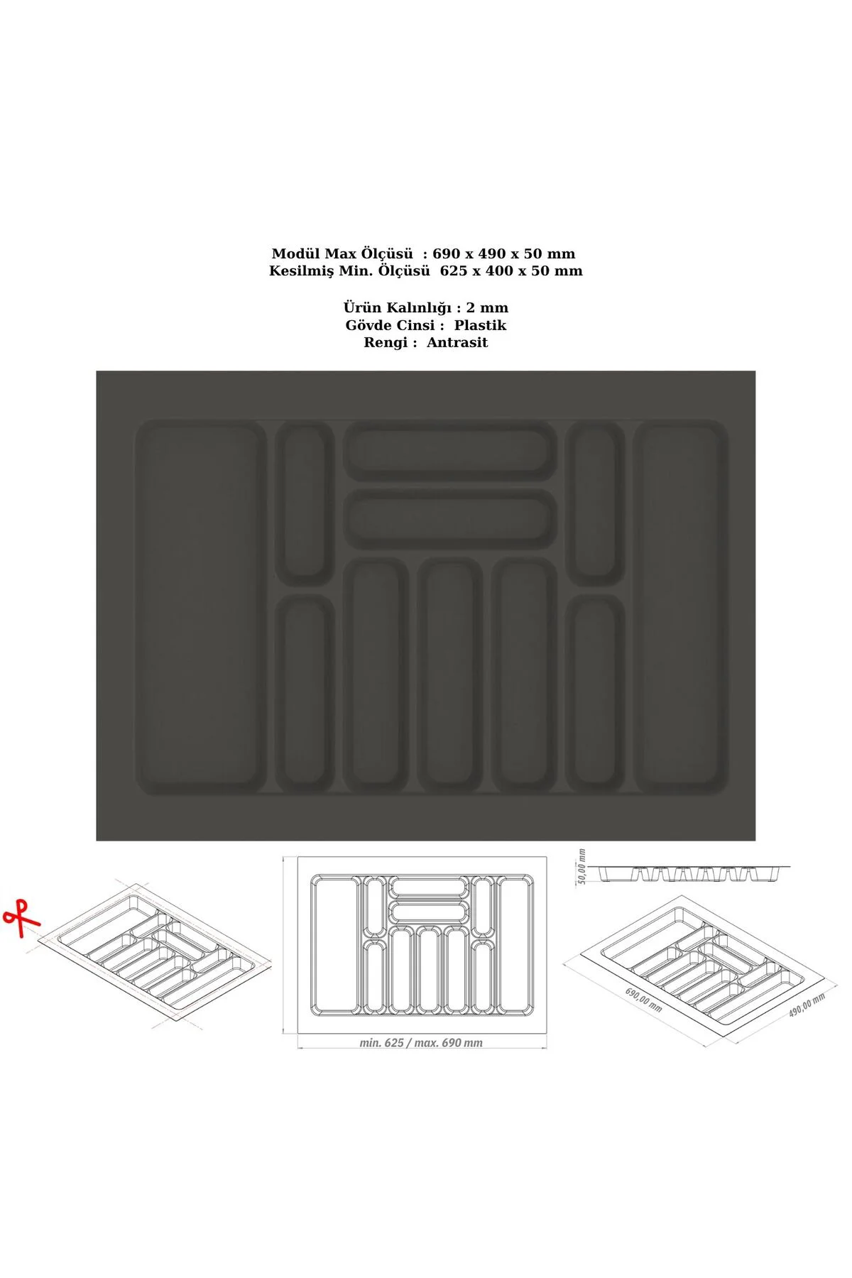 Çekmece İçi Kaşıklık, Düzenleyici, Organizatör 69 CM X 49 CM Çekmece İçi Kaşıklık, Düzenleyici, Organizatör 69 CM X 49 CM