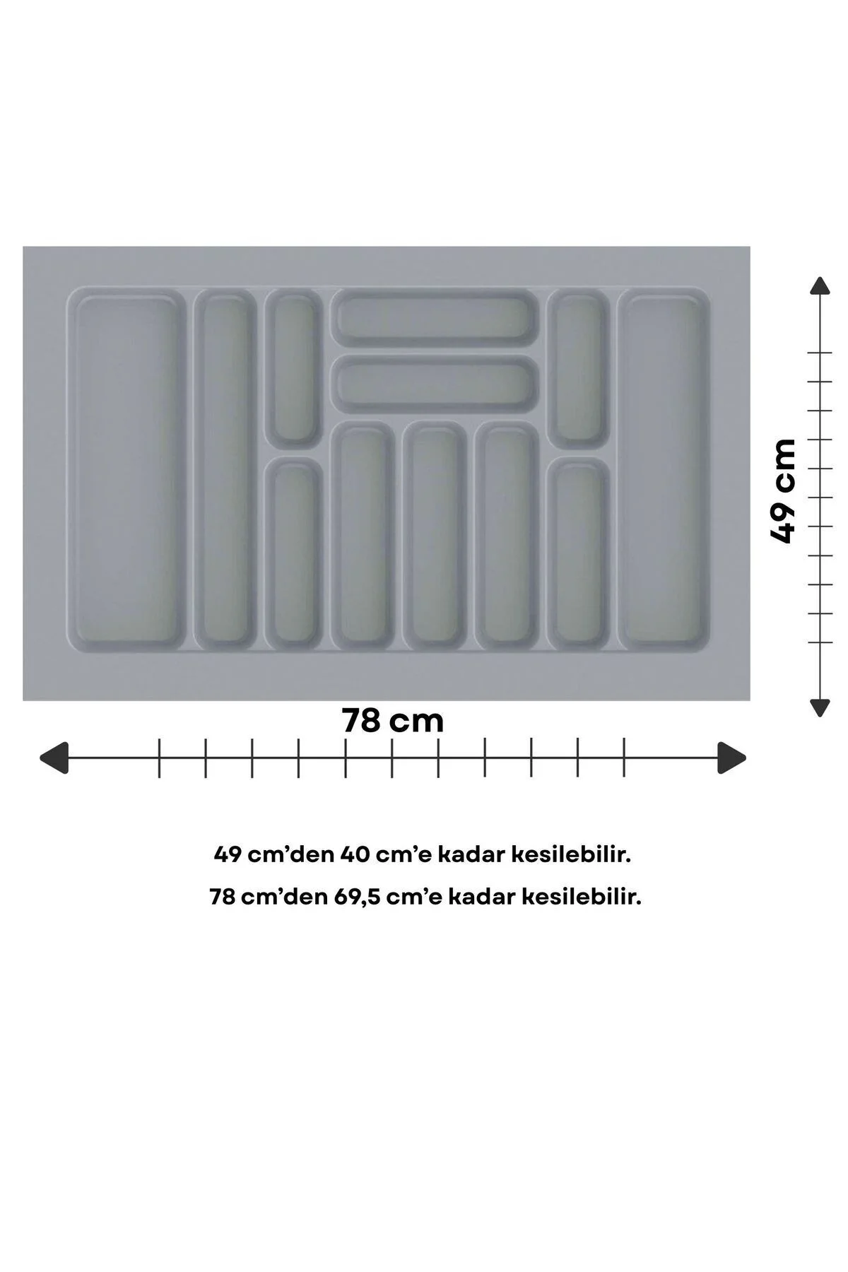 Çekmece İçi Kaşıklık Düzenleyici Organizatör 78x49 cm Gri - Görsel 2