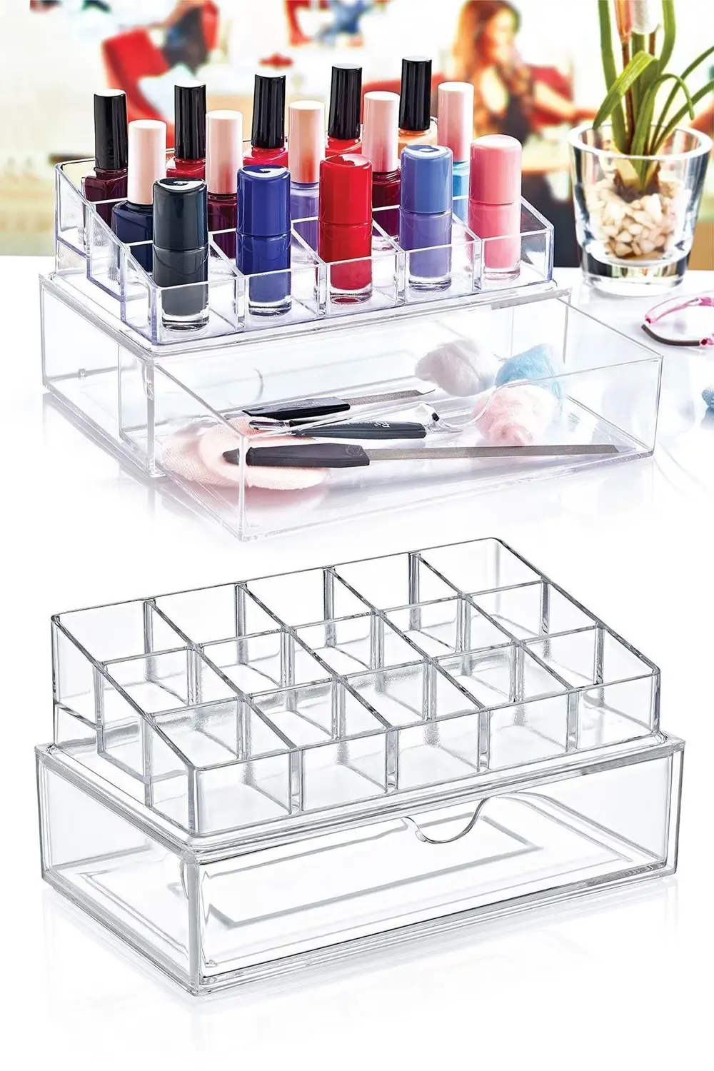 Çekmeceli Manikür Seti Düzenleyici Çekmeceli Makyaj Organizeri Oj