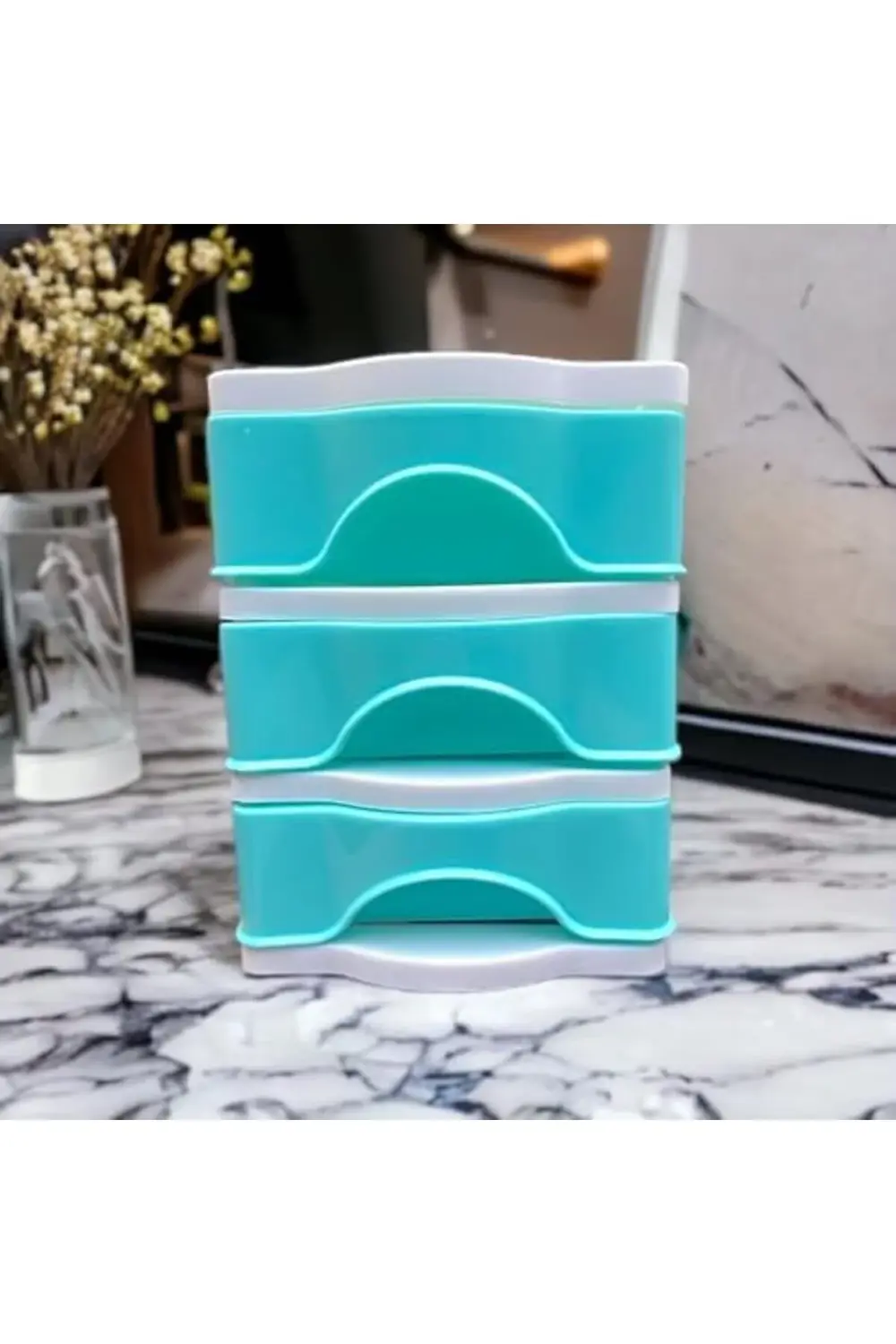 Çekmeceli Masa Üstü Çekmece Sert Plastik/Organizer Fosforlu Seri