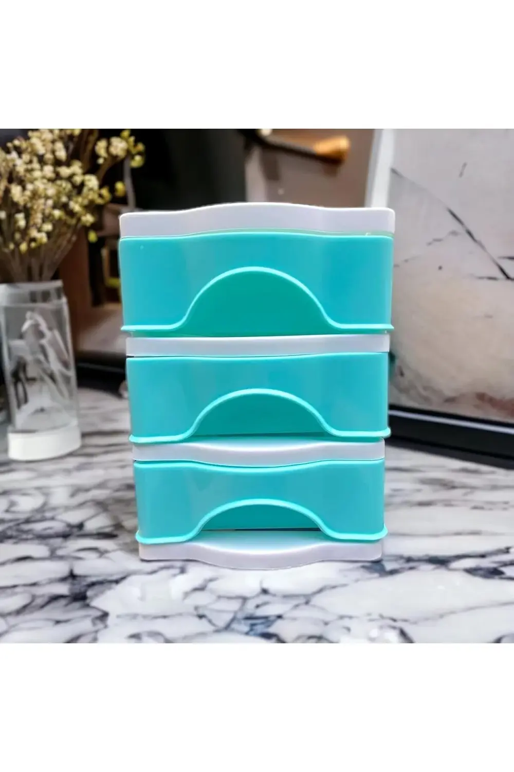 Çekmeceli Masa Üstü Çekmece Sert Plastik/Organizer Fosforlu Seri