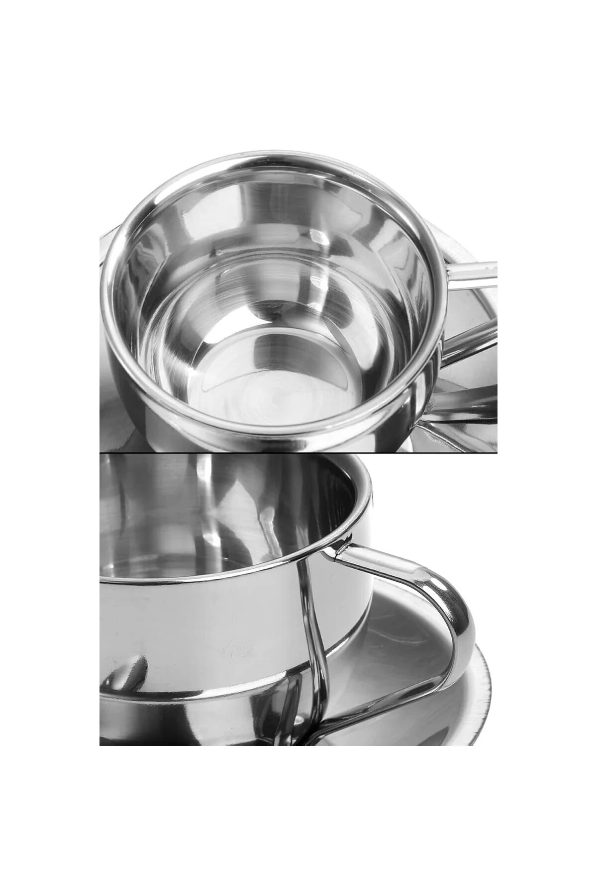 Çelik 4 Adet 180 ml Çift Cidar Espresso Kahve Fincan Set Sunum Ba
