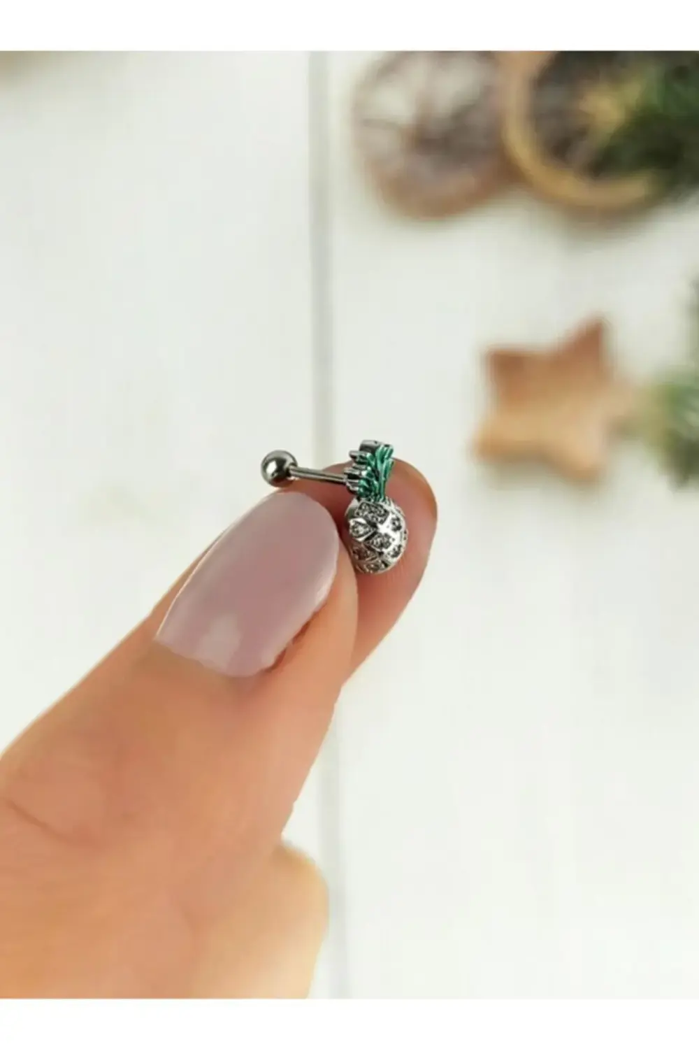 Arescollection Çelik Ananas Tragus Helix Piercing