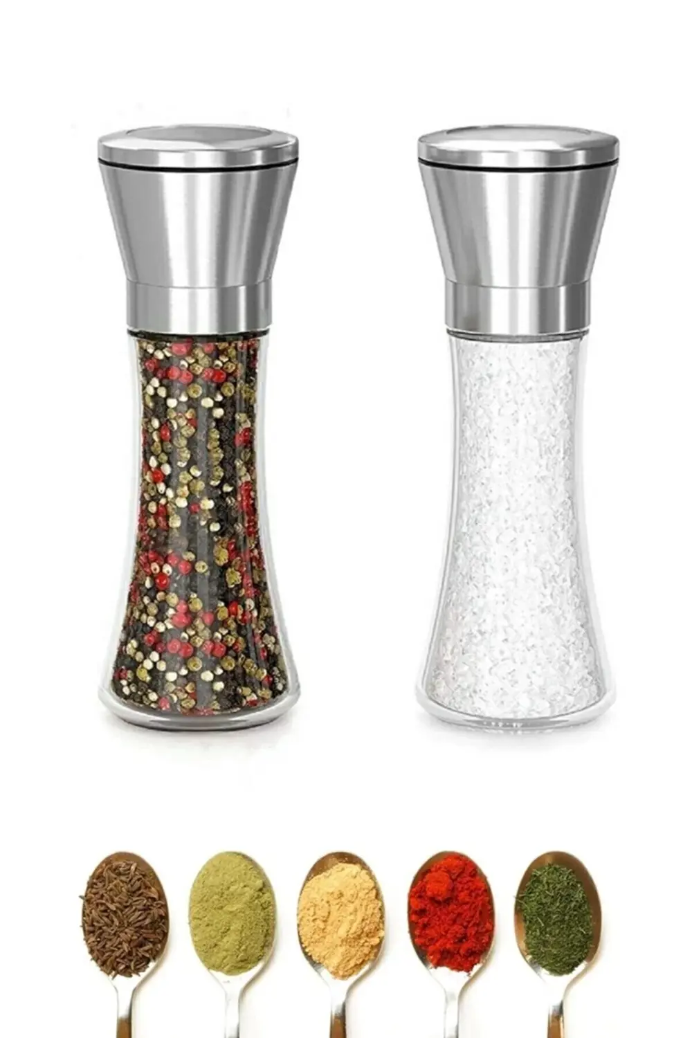 Çelik Başlıklı Seramik Bıçaklı Tuz Karabiber Baharat Öğütücü Deği