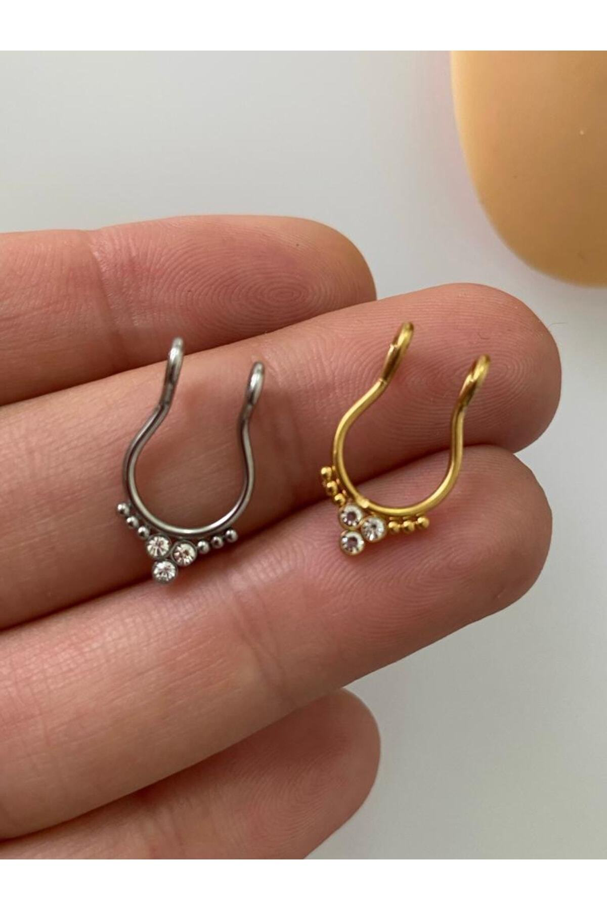 Çelik Delik Gerektirmeyen Fake Sıkıştırma Septum Piercing